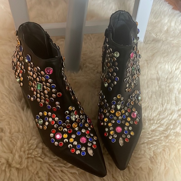 Jeffrey Campbell bejeweled booties sz 5 super comfy - Picture 1 of 9